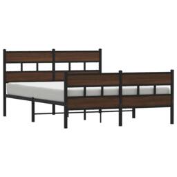 Berkfield Home Metal Bed Frame without Mattress Brown Oak 160x200 cm - thumbnail 3