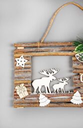 Shatchi Twig Wall Hanging Glitter Scene Christmas Decoration - W40xL20cm in Brown - thumbnail 3