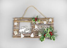 Shatchi Twig Wall Hanging Glitter Scene Christmas Decoration - W40xL20cm in Brown