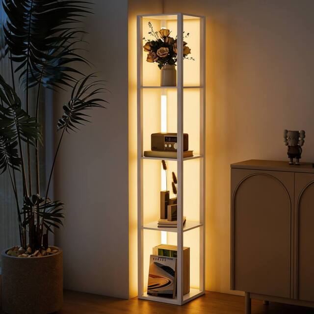 HOMCOM Floor Lamp for Living Room, Standing Lamp with Foot Switch in White - image 1