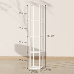 HOMCOM Floor Lamp for Living Room, Standing Lamp with Foot Switch in White - thumbnail 3