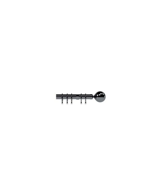 New Edge Blinds 28mm Nikola Ball End Metal Curtain Pole Set - Polished Graphite in Mid Grey - Size: 400 cm - image 1
