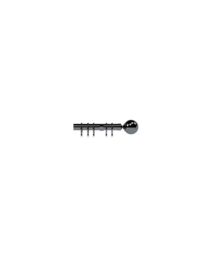 New Edge Blinds 28mm Nikola Ball End Metal Curtain Pole Set - Polished Graphite in Mid Grey - Size: 400 cm - thumbnail 1
