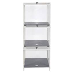 ERGOVEXA 3-Tier Display Case Bamboo Figure Model Collection Shelf Storage in White