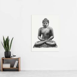 "Artery8 Buddha On The Borobudur Drawing Leo Gestel Wall Art Poster Print in White - Size: W24"" x H32""" - thumbnail 4