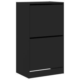 Berkfield Home Shoe Cabinet with 2 Flip-Drawers Black 60x42x108 cm - Size: 60 x 42 x 108 cm - thumbnail 2