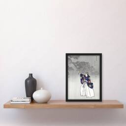 Artery8 Kogyo Tsukioka Framed Wall Art Print Noh Theater Play Eboshiori Actor in Blue - Size: A4 - thumbnail 2