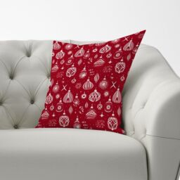 Warren Reed - Designer Red Christmas Decorations Pattern Cushions - Size: 60 cm x 60 cm - thumbnail 2