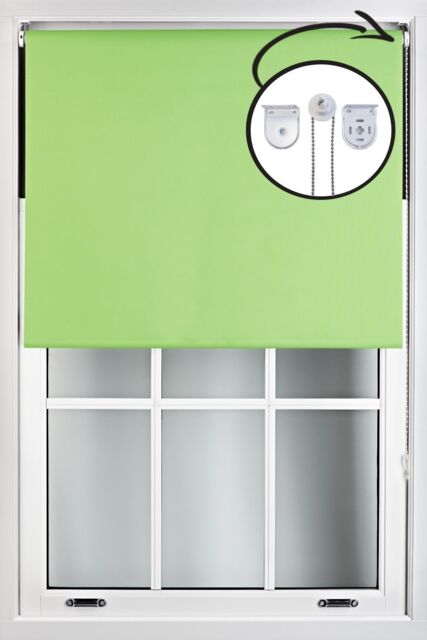 Furnished Lime Green Blackout Roller Blinds with Metal Fittings - Trimmable Window Shade - Size: 120 cm width x 165 cm drop - image 1