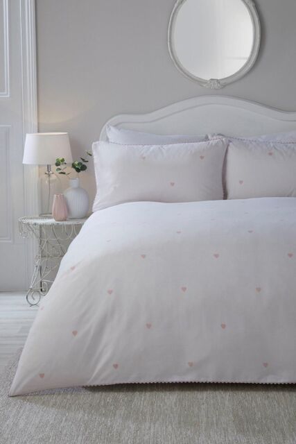 Serene 'Decorative Heart' Soft Touch Duvet Cover Set in Light Pink - Size: Super King - image 1