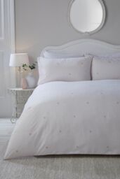 Serene 'Decorative Heart' Soft Touch Duvet Cover Set in Light Pink - Size: Super King - thumbnail 1