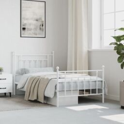 Berkfield Home Metal Bed Frame with Headboard & Footboard White 100x190 cm - thumbnail 3