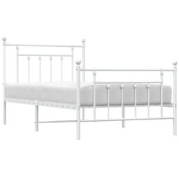 Berkfield Home Metal Bed Frame with Headboard & Footboard White 100x190 cm - thumbnail 4