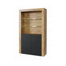 Mex Furniture LTD Display Cabinet with LED Lights & Matte Doors / 170cm in Brown - thumbnail 2