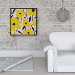 "Warren Reed - Designer Vintage Tropical Flowers Framed Canvas in Black - Size: W30"" x H30""" - thumbnail 2