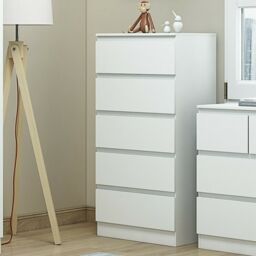 SquareBoxx Fairfield Matt Minimalist Chest of Draws 5 Draw in White - thumbnail 3