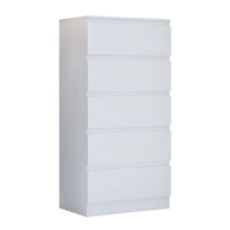 SquareBoxx Fairfield Matt Minimalist Chest of Draws 5 Draw in White - thumbnail 4