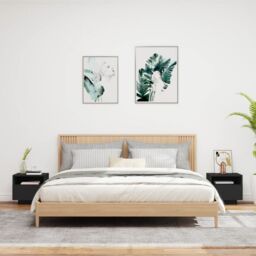 Berkfield Home Bedside Cabinets with LED Lights 2 pcs Black 40x39x37 cm - Size: 40 x 39 x 37 cm - thumbnail 3