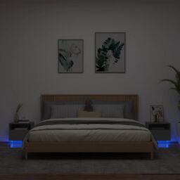 Berkfield Home Bedside Cabinets with LED Lights 2 pcs Black 40x39x37 cm - Size: 40 x 39 x 37 cm - thumbnail 1