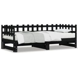 Berkfield Home Pull-out Day Bed Black 2x(90x190) cm Solid Wood Pine - thumbnail 3