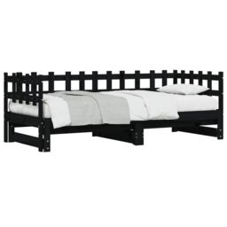 Berkfield Home Pull-out Day Bed Black 2x(90x190) cm Solid Wood Pine - thumbnail 4