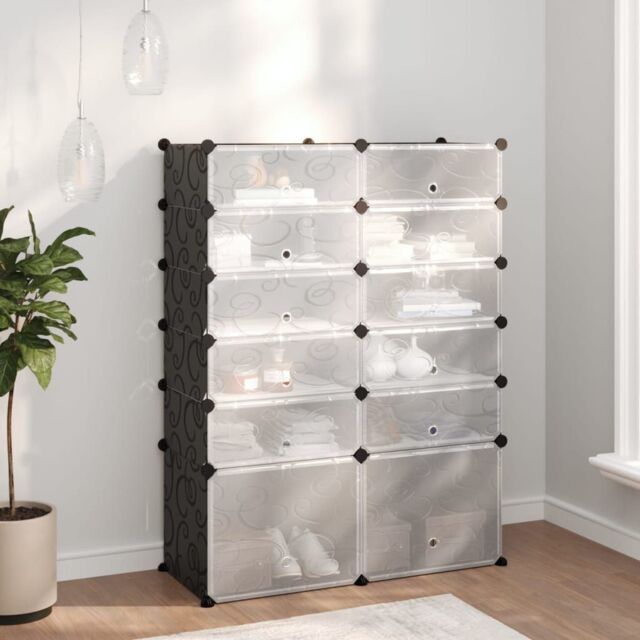 Berkfield Home Shoe Rack Black 94x37x125 cm PP - Size: 94 x 37 x 125 cm - image 1