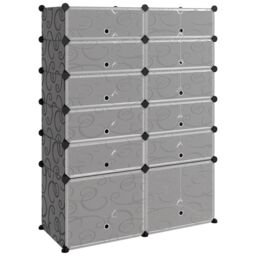 Berkfield Home Shoe Rack Black 94x37x125 cm PP - Size: 94 x 37 x 125 cm - thumbnail 2