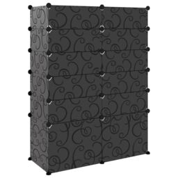 Berkfield Home Shoe Rack Black 94x37x125 cm PP - Size: 94 x 37 x 125 cm - thumbnail 5