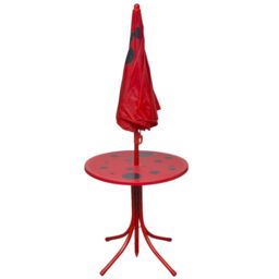 Berkfield Home 3 Piece Kids' Garden Bistro Set with Parasol Red - thumbnail 3