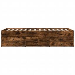 Berkfield Home Daybed with Drawers without Mattress Smoked Oak 90x200 cm in Brown - thumbnail 4
