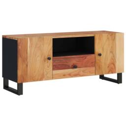 Berkfield Home TV Cabinet 105x33.5x46 cm Solid Wood Acacia&Engineered Wood in Brown - thumbnail 1