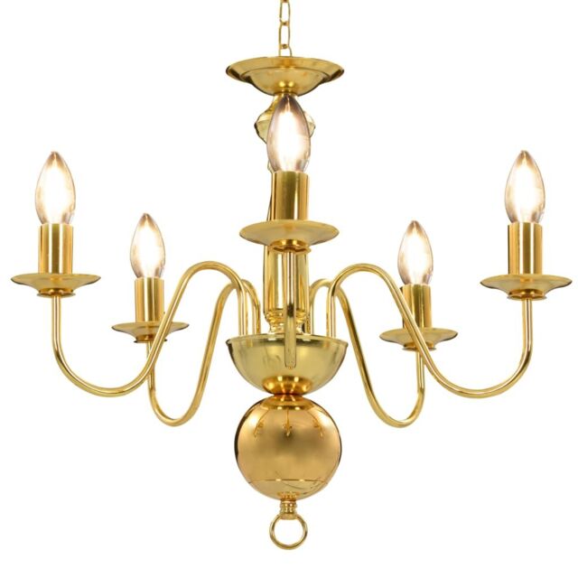Berkfield Home Chandelier Golden 5 x E14 Bulbs in Gold - image 1