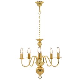 Berkfield Home Chandelier Golden 5 x E14 Bulbs in Gold - thumbnail 4