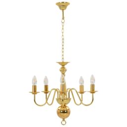 Berkfield Home Chandelier Golden 5 x E14 Bulbs in Gold - thumbnail 5