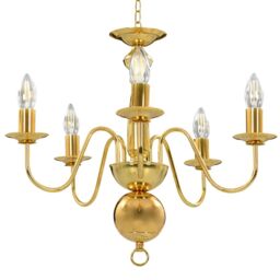 Berkfield Home Chandelier Golden 5 x E14 Bulbs in Gold - thumbnail 2