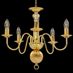 Berkfield Home Chandelier Golden 5 x E14 Bulbs in Gold - thumbnail 3
