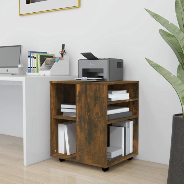 Berkfield Home Rolling Cabinet Smoked Oak 60x53x72 cm Engineered Wood in Brown - Size: 60 x 53 x 72 cm - image 1