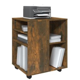 Berkfield Home Rolling Cabinet Smoked Oak 60x53x72 cm Engineered Wood in Brown - Size: 60 x 53 x 72 cm - thumbnail 4