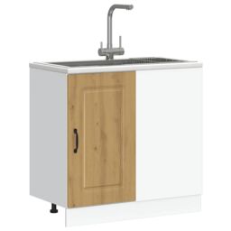 Berkfield Home Kitchen Base Cabinet Kalmar Artisan Oak Engineered Wood in Brown - thumbnail 4