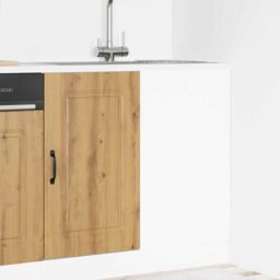 Berkfield Home Kitchen Base Cabinet Kalmar Artisan Oak Engineered Wood in Brown - thumbnail 3