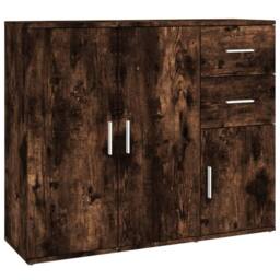 Berkfield Home Sideboard Smoked Oak 91x29.5x75 cm Engineered Wood in Brown - thumbnail 1