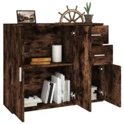 Berkfield Home Sideboard Smoked Oak 91x29.5x75 cm Engineered Wood in Brown - thumbnail 4