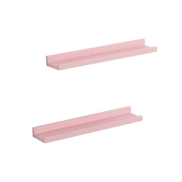 Kelvenix Set of 2 Floating Industrial Wall Shelves 48cm in Pink - Size: 0.6m2 - image 1