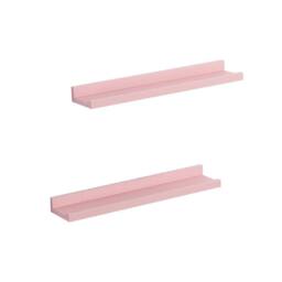 Kelvenix Set of 2 Floating Industrial Wall Shelves 48cm in Pink - Size: 0.6m2