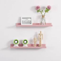 Kelvenix Set of 2 Floating Industrial Wall Shelves 48cm in Pink - Size: 0.6m2 - thumbnail 5