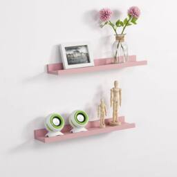 Kelvenix Set of 2 Floating Industrial Wall Shelves 48cm in Pink - Size: 0.6m2 - thumbnail 3