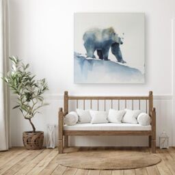 Warren Reed - Designer Polar Bear Watercolour Canvas in Brown - Size: w10 inch x h10 inch - thumbnail 3