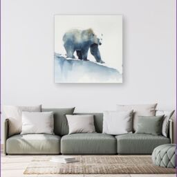 Warren Reed - Designer Polar Bear Watercolour Canvas in Brown - Size: w10 inch x h10 inch - thumbnail 4