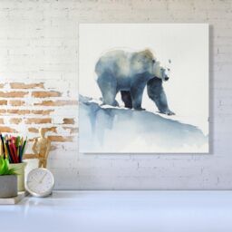 Warren Reed - Designer Polar Bear Watercolour Canvas in Brown - Size: w10 inch x h10 inch - thumbnail 2
