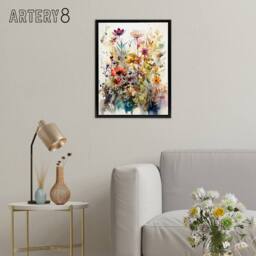 "Artery8 Spring Wild Flowers Watercolour Framed Canvas Wall Art Print - Size: W12"" x H16""" - thumbnail 3